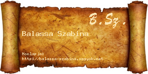 Balassa Szabina névjegykártya